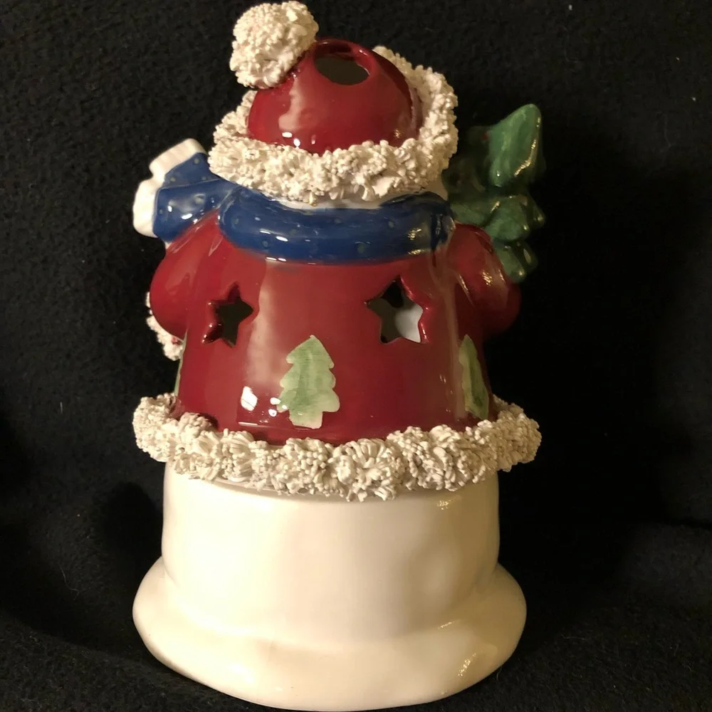 🆕 NWOT - Ceramic 2 Piece Snowman Candle Holder ⛄️🎄🕯